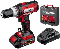 Дрель-шуруповер ЗУБР 14.4 В, 1 АКБ, в кейсе ДШЛ-145-21