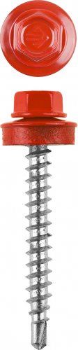Саморезы ЗУБР для крепления кровельных материалов к деревянной обрешетке, цвет RAL 3003 рубиново-красный, оцинкованный, 4,8x65мм, 180шт 4-300315-48-065-3003