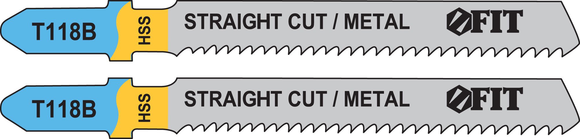Полотна по металлу, HSS, фрезерованные, волнистые зубья, 76/51/2 мм (T118B), 2 шт. FIT 40967