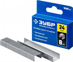 Скобы для плайера ЗУБР 8 мм, тип 24, 1000 шт. 31555-08