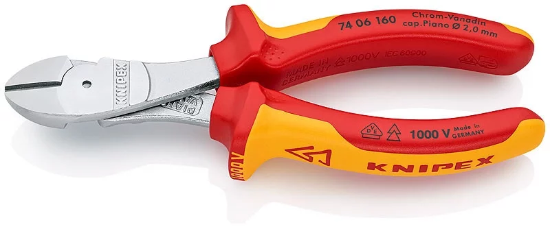 Кусачки боковые особой мощности хромированные 160 мм, KNIPEX, ( KN-7406160 )