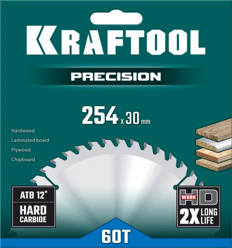 Диск пильный по дереву KRAFTOOL Precission 254x30 мм, 60Т 36952-254-30