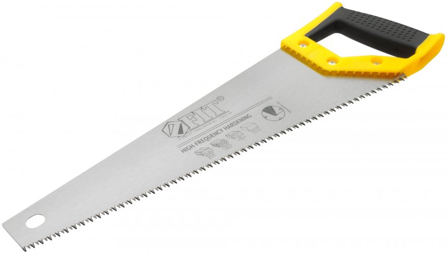 Ножовка по дереву, средний каленый зуб 7 ТPI, 3D заточка, пласт.прорезиненная ручка, 400 мм FIT 40540