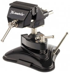 Тиски настольные, резиновая вакуумная присоска, шарнирный механизм, ширина рабочих губок 70 мм Matrix 18506