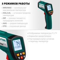Инфракрасный пирометр KRAFTOOL Professional TRM-1000 -50С +950С 45703-950