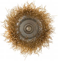 Корщетка, тип "чашка", со штифтом, стальная латунированная волнистая проволока  50 мм MOS 38486М