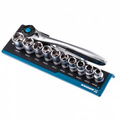 Набор торцевых головок, трещотка 120 зубьев, 12 предметов, 1/2", CrV Gross 14138