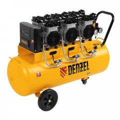 Компрессор безмасляный, малошумный DLS 3300/100, 3300 Вт,3x1100, 100 л, 570 л/мин, блок управления Denzel 58032