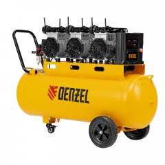 Компрессор безмасляный, малошумный DLS 3300/100, 3300 Вт,3x1100, 100 л, 570 л/мин, блок управления Denzel 58032