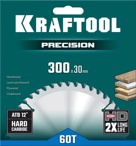 Диск пильный по дереву KRAFTOOL Precission 300x30 мм, 60Т 36952-300-30