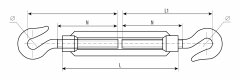 Талреп ЗУБР DIN 1480, крюк-крюк, оцинкованный, кованая натяжная муфта, М14, ТФ5, 3 шт 4-304365-14