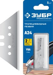 Лезвие трапециевидное, сталь У8А, Тип А24, 5 шт. ЗУБР 09712-24-5
