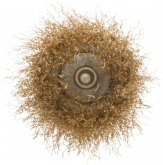 Корщетка, тип "чашка", со штифтом, стальная латунированная волнистая проволока  75 мм MOS 38488М