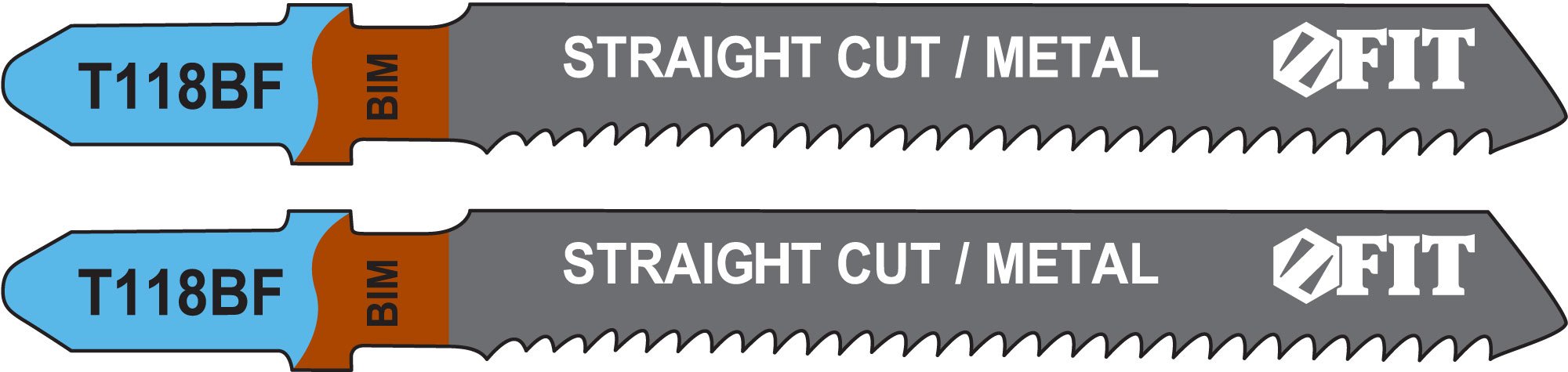 Полотна по металлу, Bimetal, фрезерованные, волнистые зубья, 76/51/2 мм (T118BF), 2 шт. FIT 40973