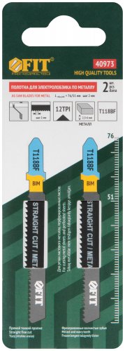 Полотна по металлу, Bimetal, фрезерованные, волнистые зубья, 76/51/2 мм (T118BF), 2 шт. FIT 40973