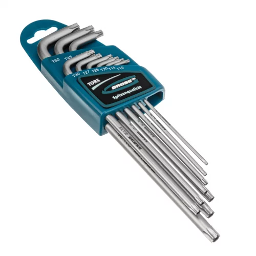 Набор ключей имбусовых Torx -TT, 9 шт: T10-T50, экстра-длинные, S2, сатинированные Gross 16408