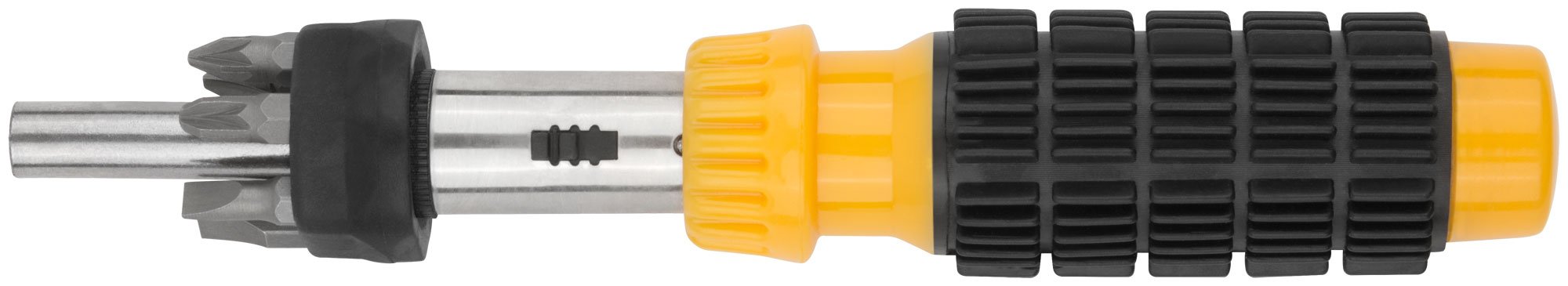 Отвертка реверсивная, 6 CrV бит, желтая ручка с антискользящей накладкой FIT 56295