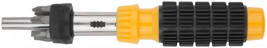 Отвертка реверсивная, 6 CrV бит, желтая ручка с антискользящей накладкой FIT 56295