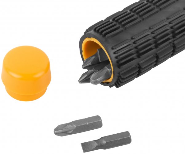 Отвертка реверсивная, 6 CrV бит, желтая ручка с антискользящей накладкой FIT 56295