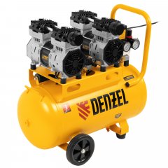 Компрессор безмасляный, малошумный DLS 1500/50, 1500 ВТ, 2x750, 50 л, 260 л/мин Denzel 58027