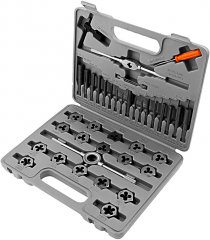 Набор метчиков и плашек М3-М12, плашко-метчикодержатель, 40 предметов, пластиковый бокс Sparta 773155