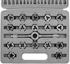 Набор метчиков и плашек М3-М12, плашко-метчикодержатель, 40 предметов, пластиковый бокс Sparta 773155