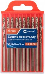 Сверло по металлу с кобальтом 5%, 3,6 x 70 мм (10 шт) CUTOP 48-36-10
