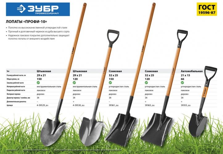 Совковая лопата, деревянный черенок, Профессионал ЗУБР Профи-10 39361_z02