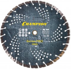 Диск алмазный CHAMPION бетон PRO 350/25,4/10 Heavyсut (ж/б, старый бетон, железо)