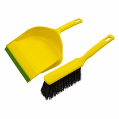 Набор: совок с кромкой 330 x 225 мм и щетка-сметка 285 мм, желтый, Home Palisad 933125