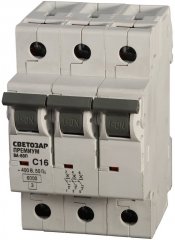 Автоматический выключатель СВЕТОЗАР ПРЕМИУМ 3-полюсный, 10 A, C, откл. сп. 6 кА, 400 В SV-49023-10-C