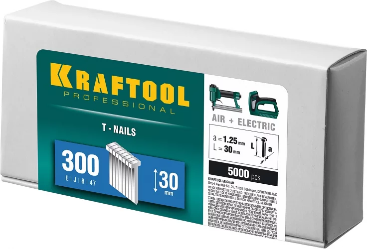 Гвозди для нейлера KRAFTOOL из закаленной проволоки тип 300 30 мм 31785-30