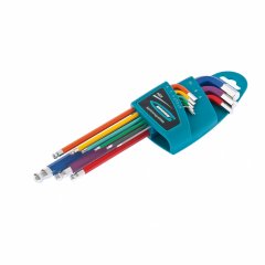 Набор ключей имбусовых HEX, 1.5-10 мм, S2, 9 шт, магнит, экстра-длинные с шаром, хром/краска Gross 16400