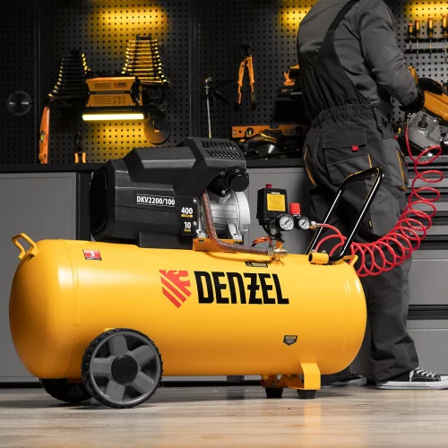 Компрессор воздушный DKV2200/100, Х-PRO 2.2 кВт, 400 л/мин, 100л Denzel 58079
