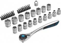 Набор торцевых головок, трещотка 120 зубьев, 36 предметов, 1/2", CrV Gross 14144