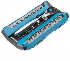 Набор торцевых головок, трещотка 120 зубьев, 36 предметов, 1/2", CrV Gross 14144