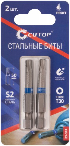 Биты стальные, 2 шт., TORX T30, 50 мм CUTOP 83-347