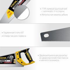 Универсальная ножовка STAYER "Cobra 7" 450 мм, 7 TPI, 1510-45_z02