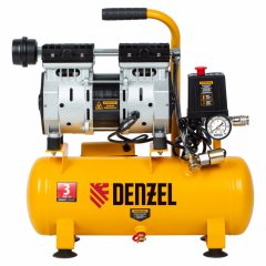Компрессор DLS650/10 безмаслянный малошумный 650 Вт, 120 л/мин, ресивер 10 л Denzel 58021