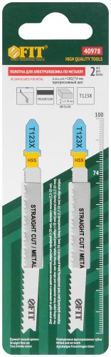 Полотна по алюминию и цвет.мет, HSS, фрезерованные зубья, 100/74 мм, переменный шаг (T123X), 2 шт. FIT 40978