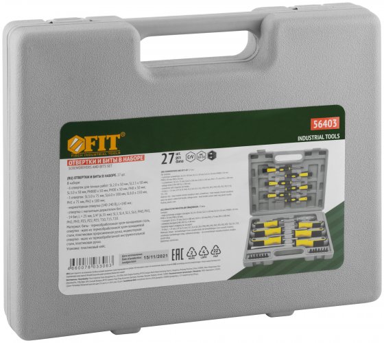 Отвертки "Старт" и биты CrV, набор 27 шт., пластиковый кейс FIT 56403