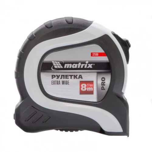 Рулетка Extra Wide,8 м x 27 мм,двухкомпонентный корпус,Pro MATRIX 32586