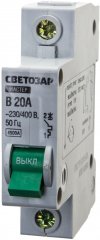 Автоматический выключатель СВЕТОЗАР 1-полюсный B тип расцепления 20 A 230/400 В 49050-20-B