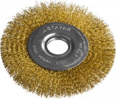 Щетка дисковая PROFESSIONAL (125х22 мм; витая стальная латунированная проволока 0.3 мм) для УШМ STAYER 35122-125
