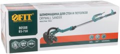 Шлифмашина для стен и потолков 710 Вт; 700-1700 об/мин; 225/215/210 мм; 4 кг; складная телескопическая штанга 1400-1700 мм; липучка; б/с щеток; короб FIT 80588