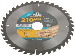 Диск пильный для циркулярных пил по дереву 210 х 32 х 40T + 3 кольца: 32/30, 30/20 и 20/16 мм MOS 37667М