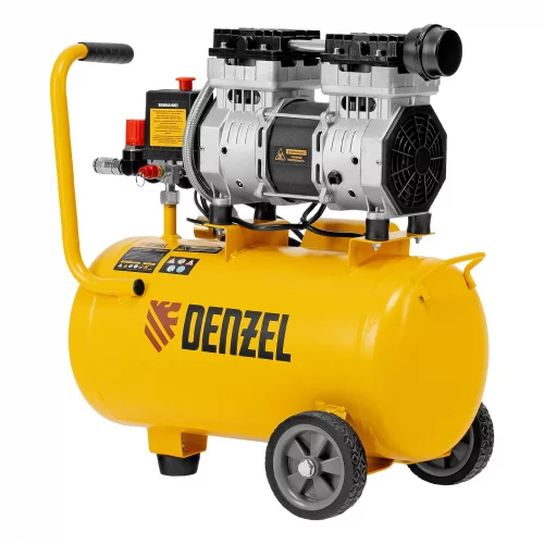 Компрессор DLS950/24 безмаслянный малошумный 950 Вт, 165 л/мин, ресивер 24 л Denzel 58026