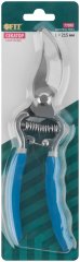 Секатор, режущие кромки внахлест, усиленная пружина, цельнокованый, ПВХ изогнутые ручки 215 мм FIT 77088