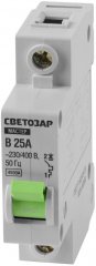 Автоматический выключатель СВЕТОЗАР 1-полюсный B тип расцепления 25 A 230/400 В 49050-25-B