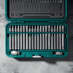 KRAFTOOL THS-42, 42 шт (HEX, TX, SPLINE) хвостовик 10 мм под квадрат 1/2″ набор специальных бит (26554)